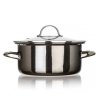 GARNEK EMALIOWANY 20cm 2L Z POKRYWĄ BANQUET METALLIC BLACK